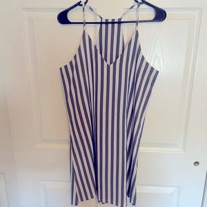 Blue and white striped summer dress